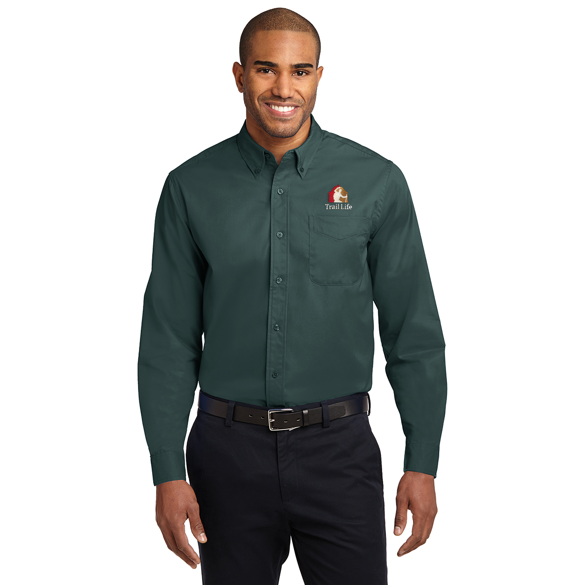 Dark green dress sales shirt